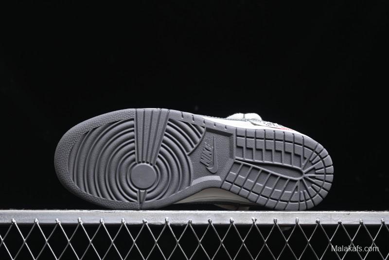 Nike SB Dunk Low Supreme x Stone Island Triple Collaboration - Strap Patch Gray Hook Anniversary High-End Custom Low-Top Casual Skate Shoes - YX5066-203