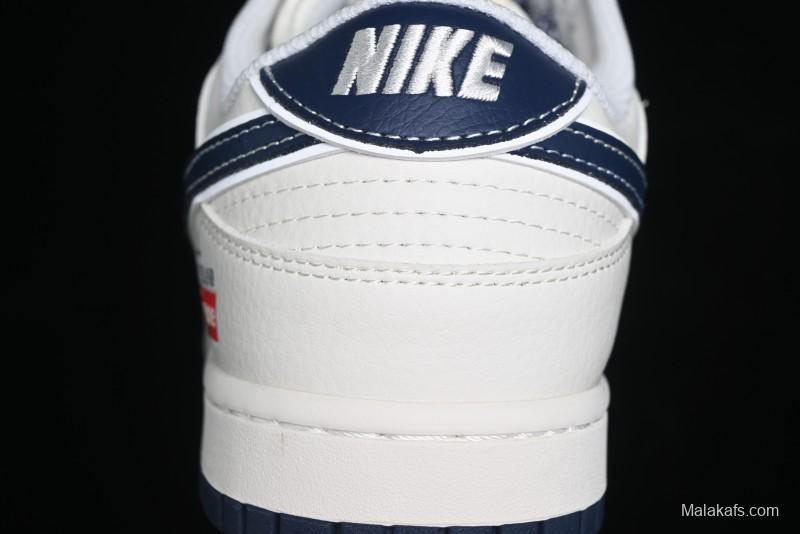 Nike SB Dunk Low Stone Island x Supreme Collaboration - Navy Blue & Off-White Anniversary High-End Custom Low-Top Casual Sneakers - BB9866-007