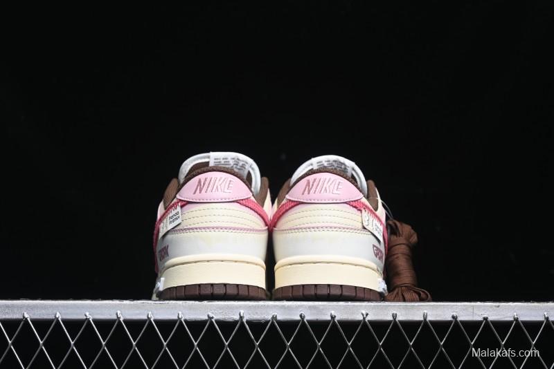 Nike Dunk Low Retro Casual Sneakers in Brown and Sail with Panda Mischief Skyline Theme - DD1503-124