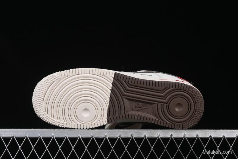 Nike Air Force 1 '07 Low Stussy Collaboration Dual-Tone Beige Brown Low-Top Casual Sneakers - SJ6698-025