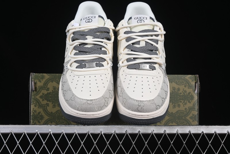 Nike Air Force 1 '07 Low Gucci Collaboration Smoke Gray Drawstring Casual Sneakers - SJ1198-105