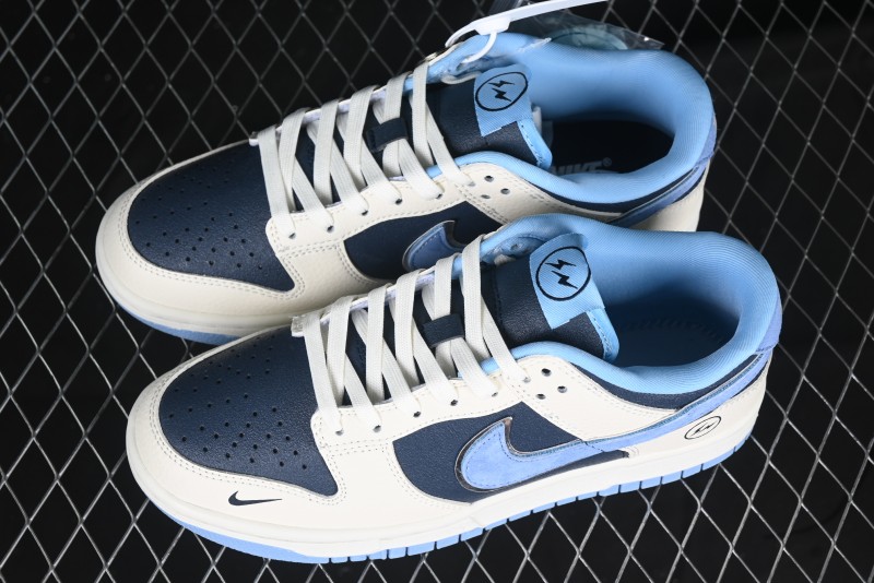 Nike SB Dunk Low Lightning Collaboration - Light Blue Swoosh Anniversary Custom Low-Top Casual Skate Shoes - LW1818-107