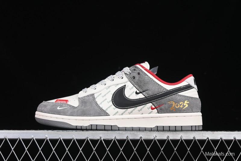 Nike SB Dunk Low Supreme Collaboration Bullet Screen Black Check Anniversary Customized Low-Top Casual Sneakers - FC1688-208