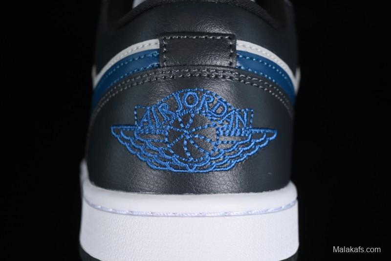 Nike Air Jordan 1 Low AJ1 Black Grey Blue Hook Basketball Shoes - DC0774-040