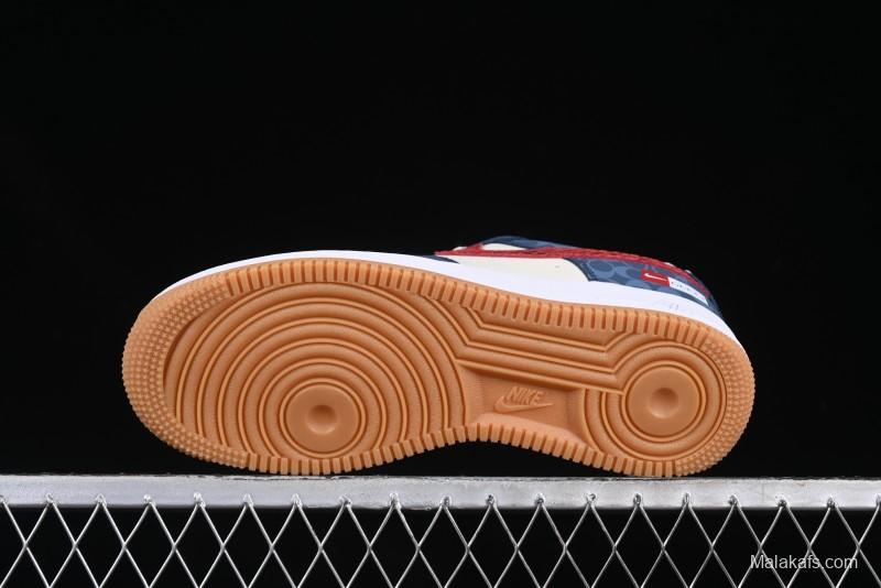 Nike Air Force 1 '07 Low Gucci Collaboration Snake Pattern Red Swoosh Casual Sneakers - DF0188-039