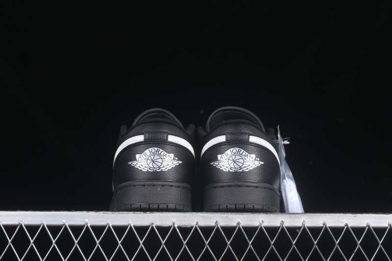 Nike Air Jordan 1 Low AJ1 Basketball Shoes in Black and White Canvas and Leather - HV5968-001