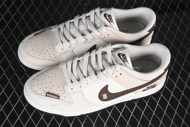 Nike SB Dunk Low Burberry Collaboration Patch Brown Swoosh Anniversary Custom Low-Top Casual Skate Shoes - DJ2024-088