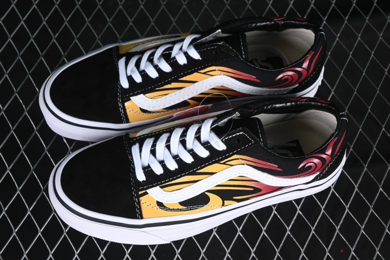 Vans Old Skool Flame Red Low-Top Casual Skate Shoes - VN000CQDBA5