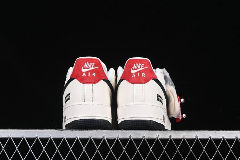 Nike Air Force 1 '07 Low Supreme Collaboration Casual Sneakers in Beige Black Red - BB7518-019