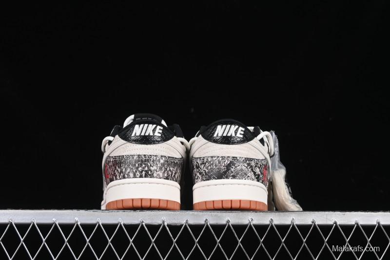 Nike SB Dunk Low Year of the Snake Series Snake Scale White Swoosh Customized Low-Top Casual Skate Shoes - YX5066-275
