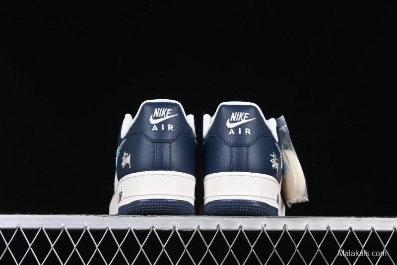 Nike Air Force 1 '07 Low Stussy Collaboration Green Embroidered Swoosh Custom Casual Sneakers - DM6688-021