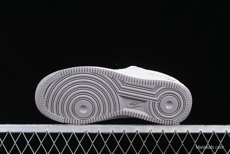 Nike Air Force 1 '07 Low Supreme Collaboration Beige Grey with Red Swoosh Casual Sneakers - BB7518-011