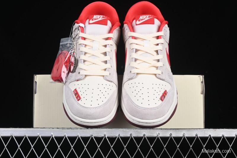 Nike SB Dunk Low Stussy Anniversary Edition Custom Sneakers with Red Swoosh - KK1333-021