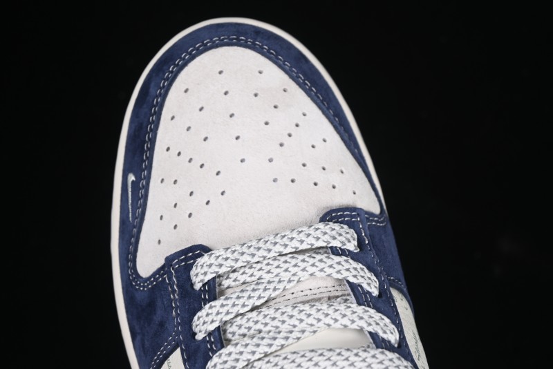 Nike SB Dunk Low Stussy Collaboration Black Blue Suede Anniversary Custom Low-Top Casual Skate Shoes - XS1086-013