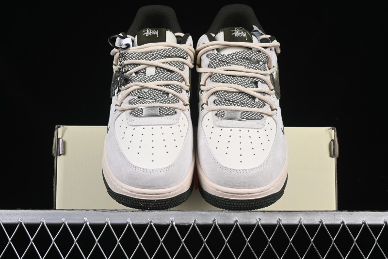 Nike Air Force 1 '07 Low Stussy Collaboration Camo Swoosh Drawstring Casual Sneakers - DM6688-014