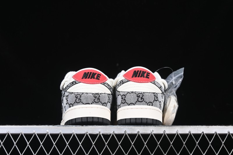 Nike SB Dunk Low Gucci Collaboration Grey Jacquard Swoosh Anniversary High-End Custom Low-Top Casual Skate Shoes - YX5066-215