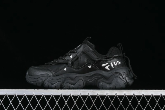 Fila Fusion Retro Mars Running Shoes with Lace-Up Design and Cushioned Sole - F12W422103FBK