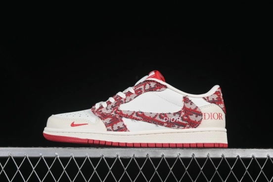 Nike Travis Scott x Fragment Design x Air Jordan 1 Low OG SP AJ1 Retro Sneakers with Unique Collaboration Design - XS2024-042