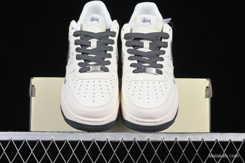 Nike Air Force 1 '07 Low Stussy Collaboration - Grey English Patchwork Low-Top Casual Sneakers - XZ3328-536