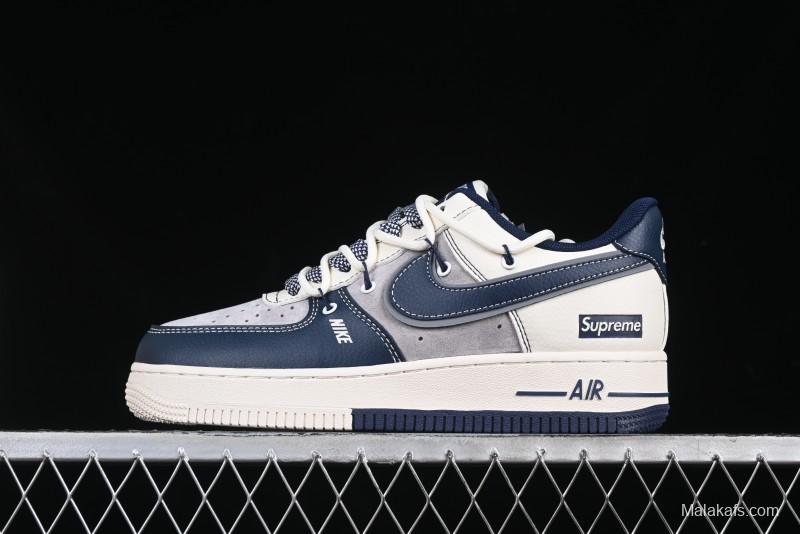 Nike Air Force 1 '07 Low Supreme Collaboration Beige Blue Low-Top Casual Sneakers - DM6688-018