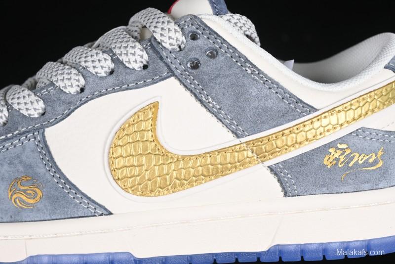 Nike SB Dunk Low Year of the Snake Limited Edition - Gold Snake Anniversary Custom Low-Top Casual Sneakers - XX3168-116