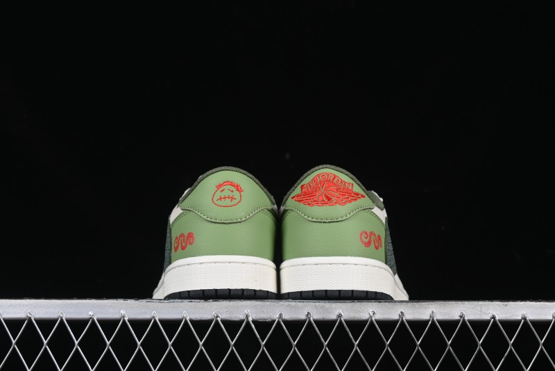 Nike Travis Scott x Fragment Design x Air Jordan 1 Low OG SP AJ1 Snake Year Limited Edition Low-Top Casual Sneakers - DM7866-075