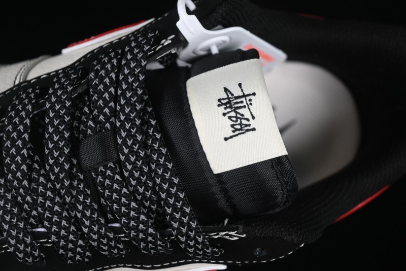 Nike Air Force 1 '07 Low Stussy Collaboration Black Stitch Red Swoosh Casual Sneakers - XS1958-518