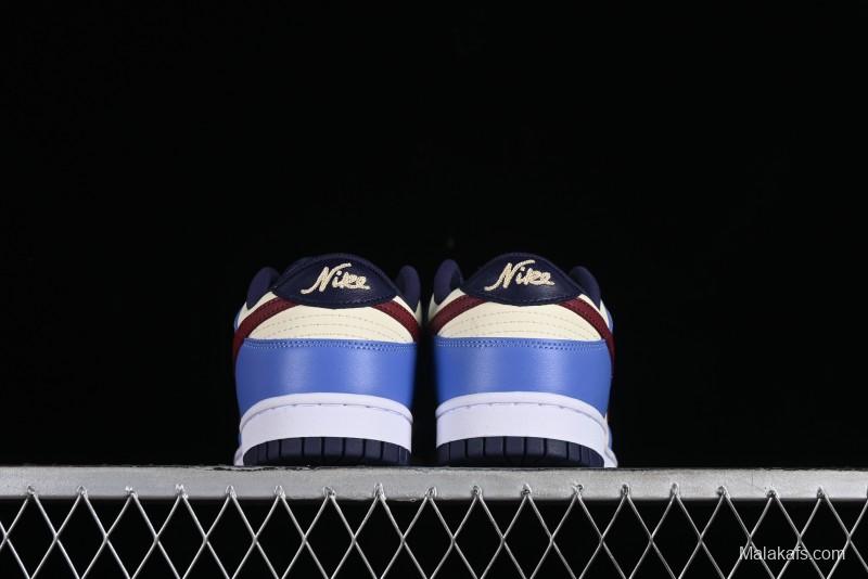 Nike Dunk Low SB Skateboarding Shoes in White Blue Red Colorway - FV8119-161