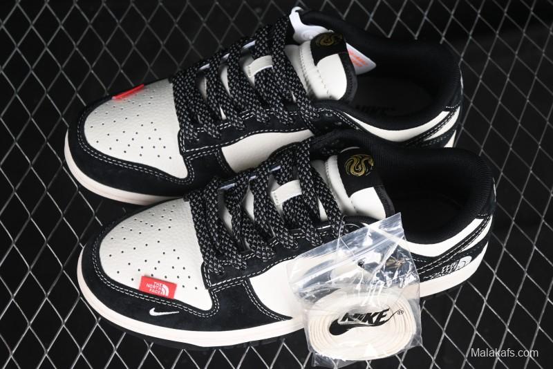 Nike SB Dunk Low The North Face Year of the Snake Black White Black Swoosh Anniversary Custom Low-Top Casual Sneakers - FC1688-210