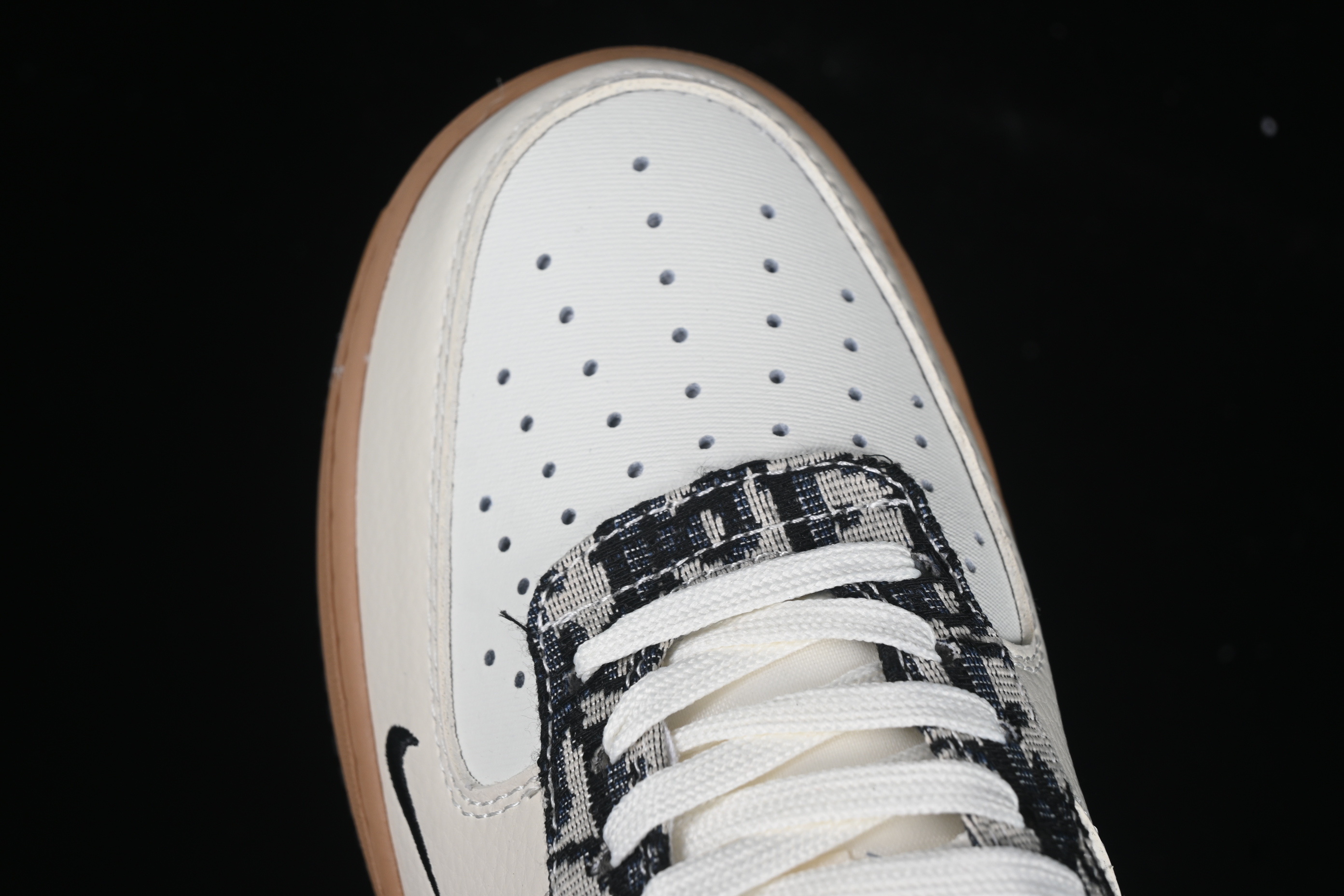 Nike Air Force 1 '07 Low Dior Collaboration Beige Black Grey Stitch Casual Sneakers - KK1988-048