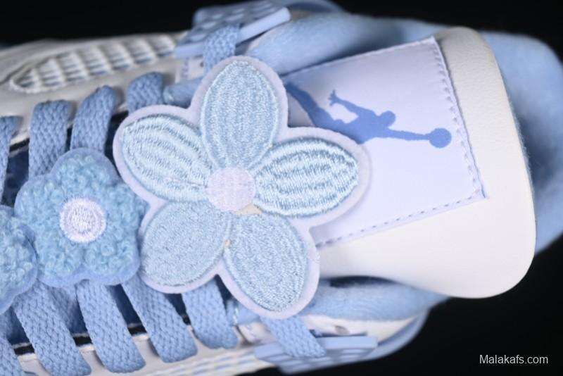 Nike Air Jordan 4 Retro "Forget Me Not" Mothers Day Sneakers with Floral Accents - HV0823-100