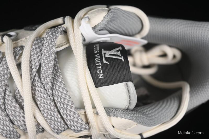 Nike Air Force 1 '07 Low LV Collaboration Two-Tone Grey Pattern Lace-Up Casual Sneakers - DM6868-063