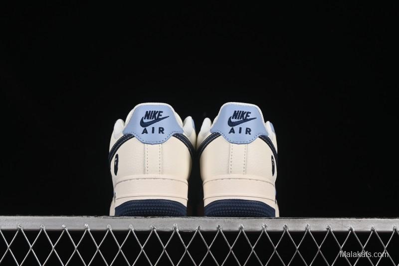 Nike Air Force 1 '07 Low Bape Collaboration Light Blue Swoosh Casual Sneakers - XS1958-554
