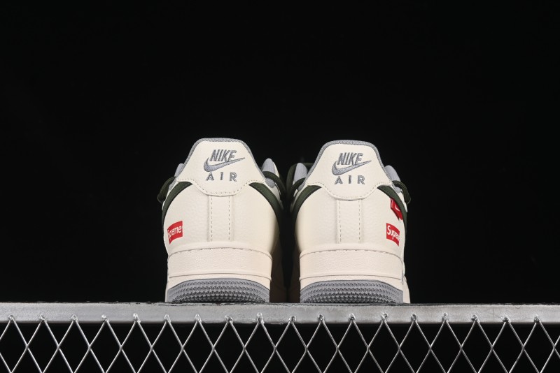 Nike Air Force 1'07 Low Supreme Collaboration Dual-Tone Grey Green Lace-Up Casual Sneakers - DM6868-070