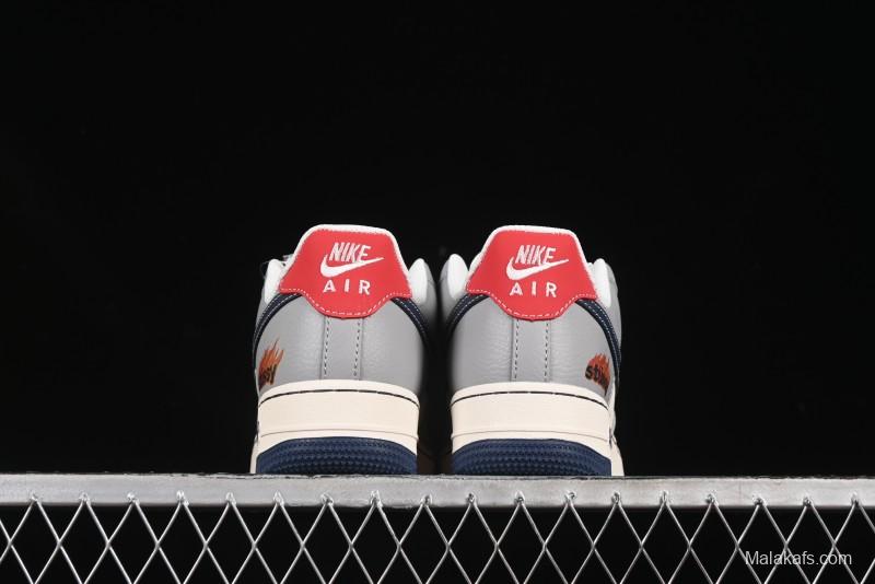 Nike Air Force 1 '07 Low Stussy Double Flame Casual Sneakers with Full-Length Air Cushion - XS1958-555