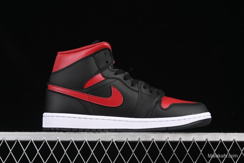Nike Air Jordan 1 Mid AJ1 Black Red Mid-Top Casual Sneakers - DQ8426-067
