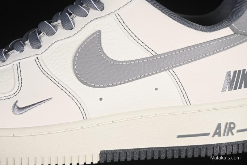 Nike Air Force 1 '07 Low Casual Sneakers in Cream Grey with Full-Length Air Cushion - SC9207-534