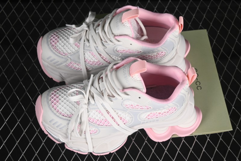 GG-CC Starry Sky Particle Silver White Lace-up Hollow Out Chunky Sneakers with 5cm Height Boost - G25U9778