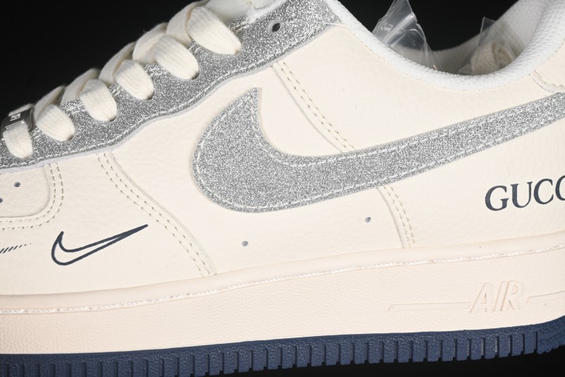Nike Air Force 1 '07 Low Gucci Collaboration Silver Swoosh Casual Sneakers - XS1958-546