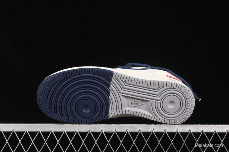 Nike Air Force 1 '07 Low Supreme Collaboration Two-Tone Blue Grey Lace-Up Casual Sneakers - DM6868-068