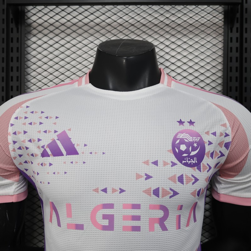 Player Version 2025 Algeria White-Pink with Geometric Pattern Jersey