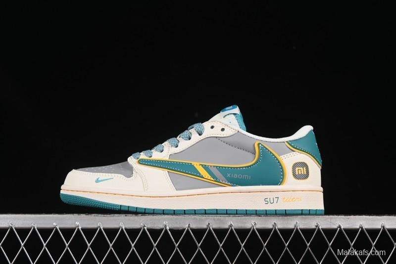 Nike Travis Scott x Fragment Design x Air Jordan 1 Low OG SP AJ1 Collaboration Sneakers in Gulf Blue - XX3168-163