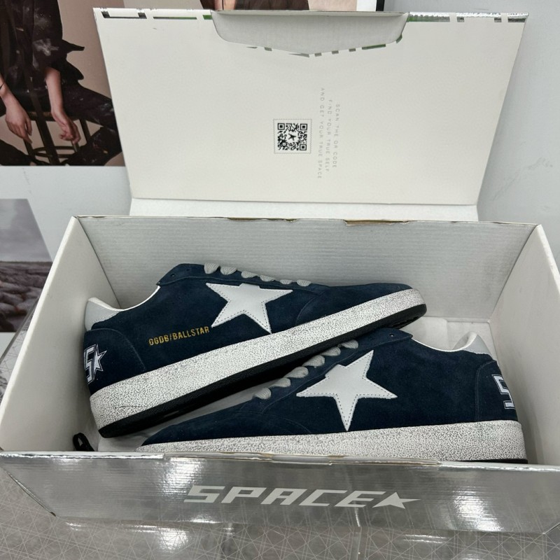 2024 Unisex GGDB Navy White Suede Leather Low-Top Sneakers MJ00260