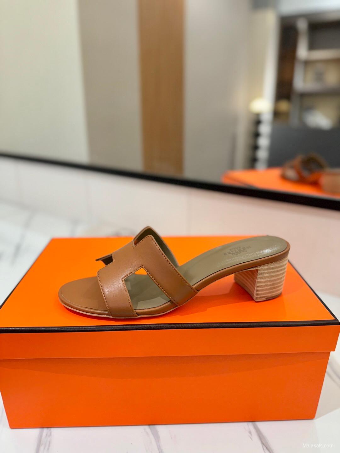 2025 Women Hermès Brown Leather Sandals