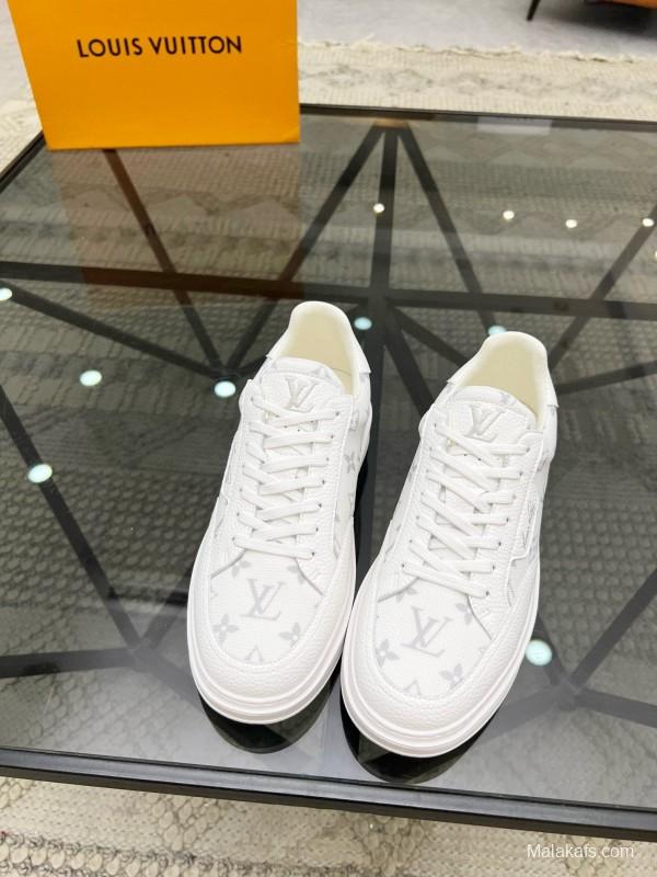 2024 Men Louis Vuitton White Leather Mesh Sneakers MJ00400