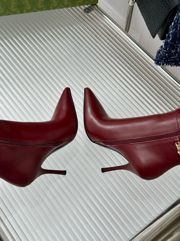 2024 Women Gucci red leather high heel knee boots