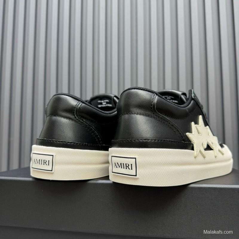 2024 Unisex Amiri Black White Leather Sneakers MJ00300