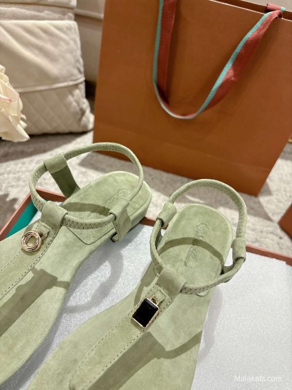 2025 Women LP Light Green Suede Sandals LY00360