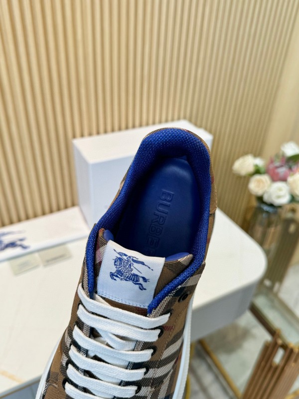 2024 Men Burberry Brown Black White Canvas Casual Sneakers MJ00320