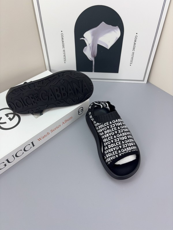 2025 Kids Dolce & Gabbana Black White Fabric Sandals